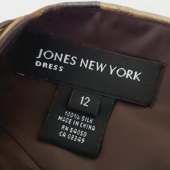 Jones New York Dress Leopard Print Silk Cocktail Tan Chocolate 12 - Picture 6 of 10